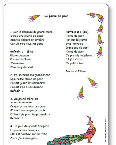 « La plume de paon », une chanson de Bernard Pithon