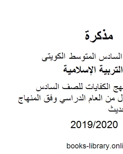 تلخيص لمنهج الكفايات للصف السادس للفصل الأول من العام الدراسي وفق المنهاج الكويتي الحديث