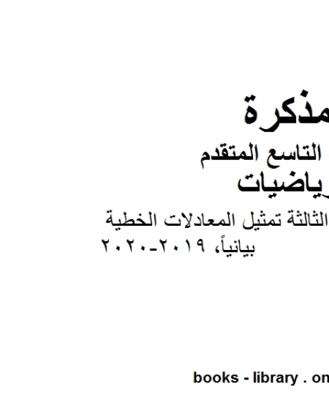 الصف التاسع متقدم دليل المعلم الوحدة الثالثة تمثيل المعادلات الخطية بيانياً الفصل الأول من العام الدراسي 2019 2020 وفق المنهاج الإماراتي الحديث