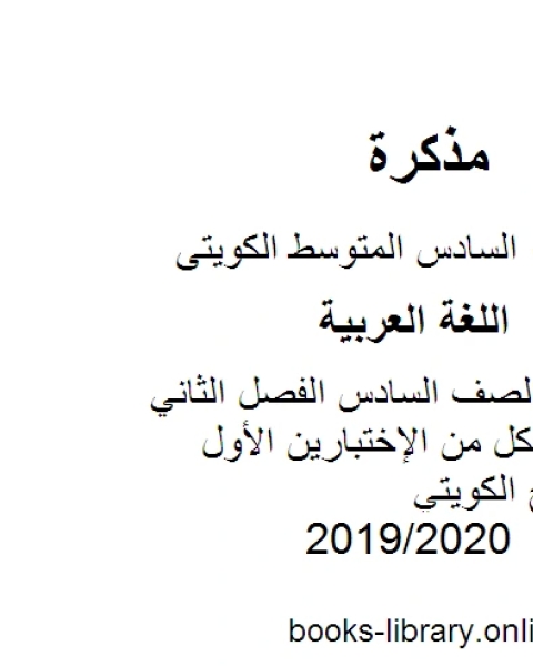 اللغة العربية الصف السادس الفصل الثاني عشرة نماذج لكل من الإختبارين الأول والثاني المنهج الكويتي